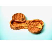 VINCAZA Handmade Olive Wood Salt & Pepper Pinch Pots with Lids Natural Spice Bowls 20ml