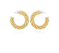 Vince Camuto Gold Tone C Shaped Open Hoop Earrings