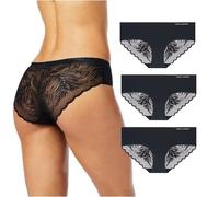 Vince Camuto Women's No Show Microfiber Hipster Panty Underwear Multi-Pack, Size Medium, Black/Black/Black