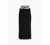 Vince Womens Black Tie-waist Wrap-front Stretch-woven Midi Skirt M