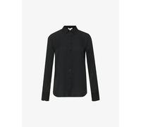 Vince Womens Vince Long-Sleeved Slim-Fit Stretch-Silk Shirt Black M