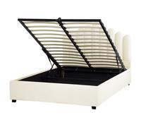 Beliani Ottoman Bed Vincennes Velvet Off-White 140 X 200 Cm (Eu Double)