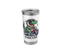 Vincent Alligator Motorcycle Design for Boys Name Vincent Stainless Steel Insulated Tumbler