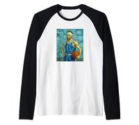 Vincent Showing Basketball Love in Blue Portrait Painting Raglan Baseball Tee