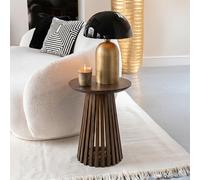 Vincent Side Table - Round - Slatted - Brown - Mango Wood