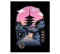 Vincent Trinidad Pagoda Wave Aesthetics Framed Poster (40cm x 30cm) (Black/Pink/Blue)