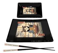 Vincent Trinidad Sushi Set with Ceramic Sushi Platter, Dipping Tray and Lacquered Wooden Chopsticks (Neko Cat Design) - Official Merchandise, GP85783