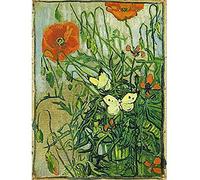 Vincent Van Gogh Butterflies And Poppies Art Print Canvas Premium Wall Decor Poster Mural