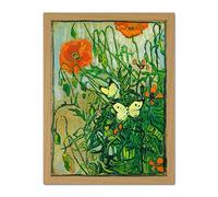 Vincent Van Gogh Butterflies And Poppies Large Framed Art Print Poster Wall Decor 18x24