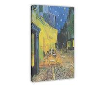Vincent Van Gogh Cafe Terrace at Night Canvas Wall Art Poster Decor Gift | for Living Room Aesthetics, Bedroom, Dorm Decor Home Office Decoration Frame-style 24"L x 36"W