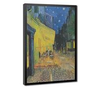 Vincent Van Gogh Cafe Terrace at Night Canvas Wall Art Poster Decor Gift | for Living Room Aesthetics, Bedroom, Dorm Decor Home Office Decoration Black Frame-style 16"L x 24"W