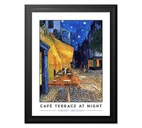 Vincent Van Gogh Café Terrace At Night Place Du Forum Post-Impressionist Painting Art Print Premium Framed Poster Wall Decor 12X16 Inch Spoon Moulding