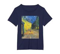 Vincent Van Gogh - Cafe Terrace at Night T-Shirt, Women's Plus, Navy Blue, 5X