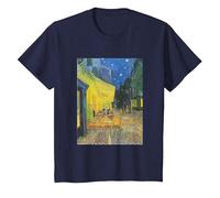 Vincent Van Gogh - Cafe Terrace at Night T-Shirt, Youth, Navy Blue, Large
