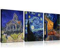 Vincent Van Gogh Canvas Wall Art Paintings, Famous Starry Night Picture Prints for Decor Classic Cafe Terrace At Night Artwork Reproduction Poster for Bedroom Living Room Office Decoration 16"x24"