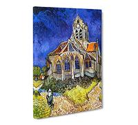 Vincent Van Gogh Church At Auvers Canvas Print | Gallery Wrapped 30mm Frame Wall Art | 24x16 inches | Ready to Hang | Impressionist Cityscape Picture | Living Room Bedroom Lounge Office