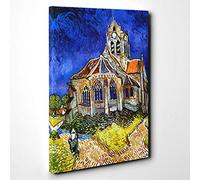 Vincent Van Gogh Church at Auvers Canvas Print | Gallery Wrapped 30mm Frame Wall Art | 30x20 inches | Ready to Hang | Modern Cityscape Picture | Living Room Bedroom Lounge Office