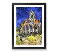 Vincent Van Gogh Church at Auvers Framed Print | A2 Black Framed Wall Art | Ready to Hang | Modern Religious Picture | Living Room Bedroom Lounge Office