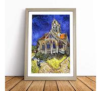 Vincent Van Gogh Church at Auvers Framed Wall Art Print Oak A2 | Ready to Hang, Satin Fine Art Paper, Fade-Resistant Inks, Acrylic Glazing, Securely Packaged, Made in the UK