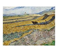 Vincent Van Gogh Enclosed Field With Ploughman Extra Large Art Print Wall Mural Poster Premium XL
