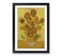 Vincent Van Gogh Fifteen Sunflowers Framed Print | A2 Black Framed Wall Art | Ready to Hang | Modern Historical Picture | Living Room Bedroom Lounge Office