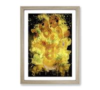 Vincent Van Gogh Fifteen Sunflowers Modern Cb Framed Print | A2 Oak Framed Wall Art | Ready to Hang | Modern Historical Picture | Living Room Bedroom Lounge Office
