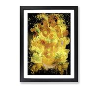 Vincent Van Gogh Fifteen Sunflowers Modern Cb Framed Wall Art Print, Ready to Hang Picture for Living Room Bedroom Home Office Décor, Black A4 (34 x 25 cm)