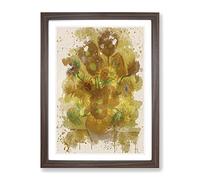 Vincent Van Gogh Fifteen Sunflowers Modern Fc Framed Print | A3 Walnut Framed Wall Art | Ready to Hang | Modern Historical Picture | Living Room Bedroom Lounge Office