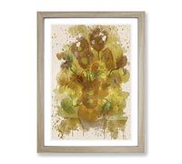 Vincent Van Gogh Fifteen Sunflowers Modern Fc Framed Wall Art Print, Ready to Hang Picture for Living Room Bedroom Home Office Décor, Oak A4 (34 x 25 cm)