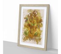 Vincent Van Gogh Fifteen Sunflowers Modern Fc Framed Wall Art Print, Ready to Hang Picture for Living Room Bedroom Home Office Décor, Oak A2 (64 x 46 cm)