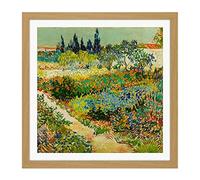 Vincent Van Gogh Garden At Arles Square Wooden Framed Wall Art Print Picture 16X16 Inch