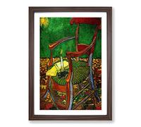 Vincent Van Gogh Gauguins Chair Framed Print | A2 Walnut Framed Wall Art | Ready to Hang | Modern Historical Picture | Living Room Bedroom Lounge Office