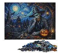 Vincent Van Gogh Halloween Wooden Puzzle for Adults, Hobby Gift, 300 Pieces | During puzzle time: Puzzle for Adults: adult home pastime during indoor leisure.