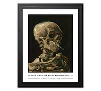 Vincent Van Gogh Head Of A Skeleton With A Burning Cigarette Painting Art Print Premium Framed Poster Wall Decor 12X16 Inch Spoon Moulding