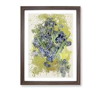 Vincent Van Gogh Iris Irises Flowers No.1 Modern Fc Framed Print | A4 Walnut Framed Wall Art | Ready to Hang | Modern Floral Picture | Living Room Bedroom Lounge Office