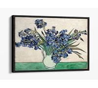 Vincent Van Gogh "Irises" 1890 Famous Painting Canvas Floater Frame Print Picture Art - Black Frame 24 inch wide x 16 inch high
