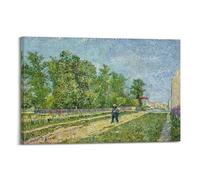 Vincent Van Gogh Painter's Artwork Outskirts of Paris Road with Peasant Shouldering A Spade Posters Wall Art Canvas Prints Hanging Picture Home Decors Idea 24x36inch(60x90cm)