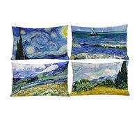 Vincent Van Gogh Pillow Covers Set of 4 Abstract Art Design Lumbar Pillow Cases Rectangular Decorative Cushion Covers for Famous Painting Fans 12x20 inches