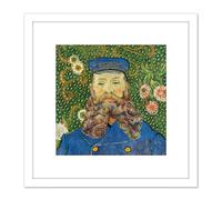 Vincent Van Gogh Portrait De Joseph Roulin 8X8 Inch Square Wooden Framed Wall Art Print Picture with Mount Artery8 White One Size