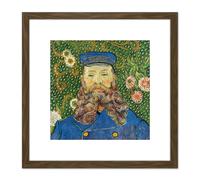 Vincent Van Gogh Portrait De Joseph Roulin 8X8 Inch Square Wooden Framed Wall Art Print Picture with Mount Artery8 Brown One Size