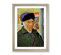 Vincent Van Gogh Self Portrait Classic Painting Framed Wall Art Print, Ready to Hang Picture for Living Room Bedroom Home Office Décor, Oak A4 (34 x 25 cm)