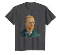 Vincent Van Gogh Self-Portrait T-Shirt, Youth, Dark Heather Grey, Small