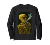 Vincent Van Gogh Skull Skeleton Smoking Vape Vaping Art Long Sleeve T-Shirt