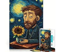 Vincent Van Gogh Starry Night Meme Jigsaw Puzzle1000 Pieces Mind Train Fun Clean Cut Sturdy Components Captivating Leisure for Cozy Indoors (38x52cm)