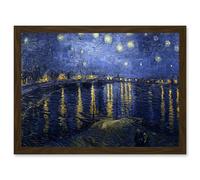 Vincent Van Gogh Starry Night Over Rhone 1888 A4 Artwork Framed Wall Art Print Artery8 Brown One Size