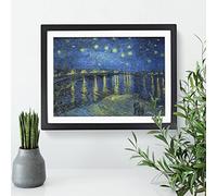 Vincent Van Gogh Starry Night over the Rhone Classic Painting Framed Print | A3 Black Framed Wall Art | Ready to Hang | Classic Historical Picture | Living Room Bedroom Lounge Office