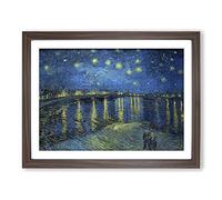 Vincent Van Gogh Starry Night over the Rhone Classic Painting Framed Wall Art Print, Ready to Hang Picture for Living Room Bedroom Home Office Décor, Walnut A2 (64 x 46 cm)