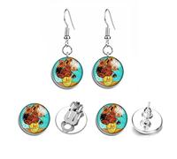 Vincent van Gogh Sunflowers Art Earrings Available in Clip-on, Stud & Drop styles. (Drop)