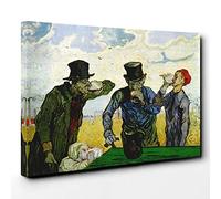 Vincent Van Gogh The Drinkers After Daumier Canvas Print | Gallery Wrapped 30mm Frame Wall Art | 30x20 inches | Ready to Hang | Modern Picture | Living Room Bedroom Lounge Office