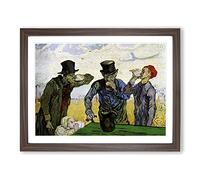 Vincent Van Gogh The Drinkers after Daumier Classic Painting Framed Wall Art Print, Ready to Hang Picture for Living Room Bedroom Home Office Décor, Walnut A4 (34 x 25 cm)